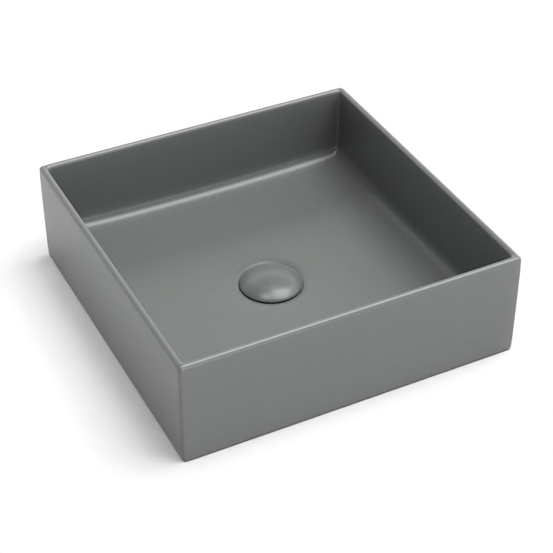 Vasque à poser, 35x35 cm, Gris ciment mat, Elvia