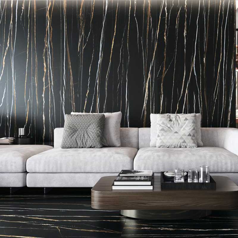 Carrelage sol et mur 60x120 cm Daren noir poli