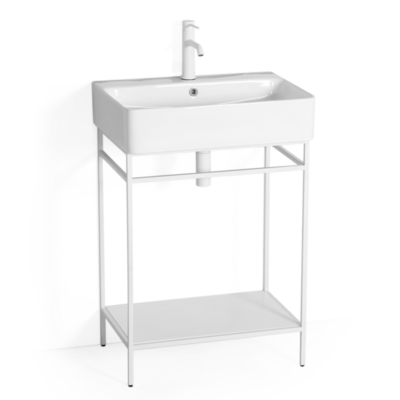 Structure + Vasque, 60x42x88.5 cm, à poser, Blanc