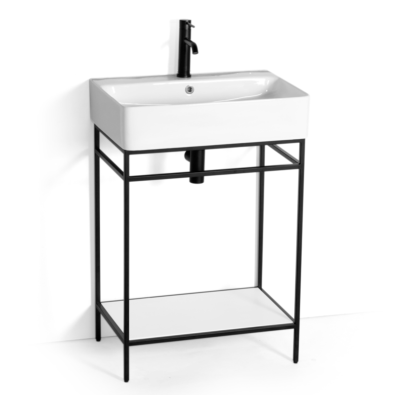 Structure + Vasque, 60x42x88.5 cm, à poser, Noir