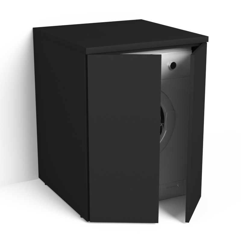Meuble pour lave-linge, Noir mat, Caruso