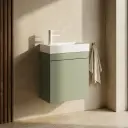 Lave-mains 44,5 x 23,7 cm, Vert arcilla, et vasque blanc mat, Alma