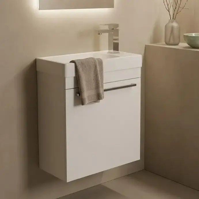Meuble lave-mains blanc et vasque en résine mate , 44cm, Mini