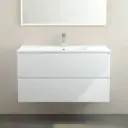 Meuble suspendu 100cm et plan vasque céramique, 2 tiroirs, blanc mat, One