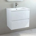 Meuble vasque 60x39cm faible profondeur, blanc brillant, One