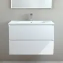 Meuble suspendu 80cm blanc mat et plan vasque céramique mat, One
