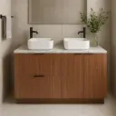 Meuble avec plan Terrazzo, 120 cm, Meuble Noyer et Plan Terrazzo Diamond Ice