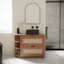 Meuble à poser Cannage en rotin 100 cm, bois noyer, bord arrondi, Alma