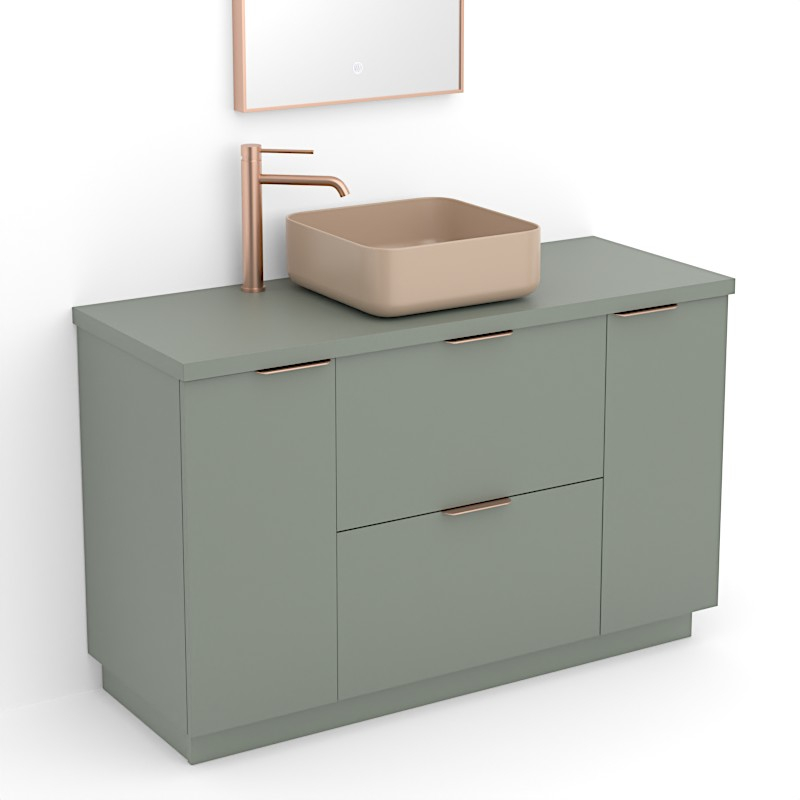 Meuble 120 cm Vert argile, 2 tiroirs et 2 portes Alma