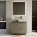 Meuble à poser 90 cm, vert olive avec poignées doré brossé, Alma