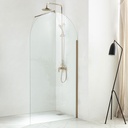 Paroi de douche arrondie fixe, profilé doré brossé