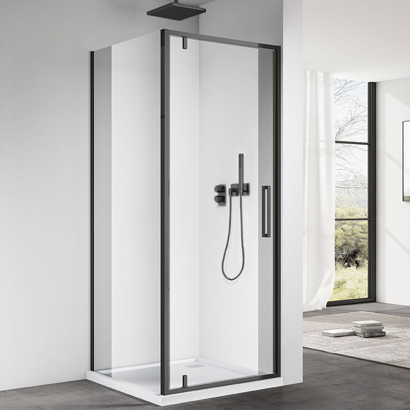 Cabine de douche pivotante 80, 90, x 80, 90, noir mat, Arena
