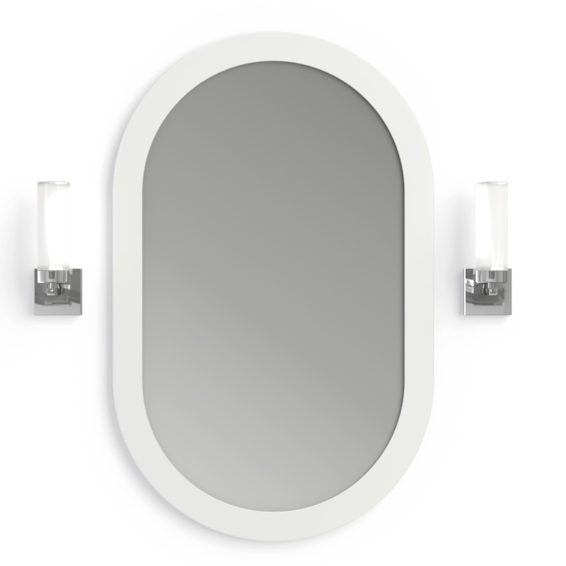 Pack miroir oblong, composite minérale, Boyard et 2 appliques chromées, Tube