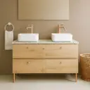Meuble sur pieds 120 cm pour vasque à poser , Amazonia et Plan Terrazzo Kala White Caruso