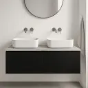 Meuble suspendu 120 cm pour vasque à poser, Noir et Plan Terrazzo Kala White,Caruso