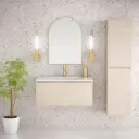Meuble salle de bains 80cm et colonne assortie fresne clair, Caruso