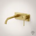 Mitigeur lavabo mural doré brossé, bec 20cm, Châtelet III