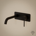 Mitigeur lavabo mural noir brossé, bec 20cm, Châtelet III