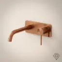 Mitigeur lavabo mural doré rose brossé, bec 20cm, Châtelet III