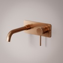 Mitigeur lavabo mural doré rose brossé, bec 20cm, Châtelet III