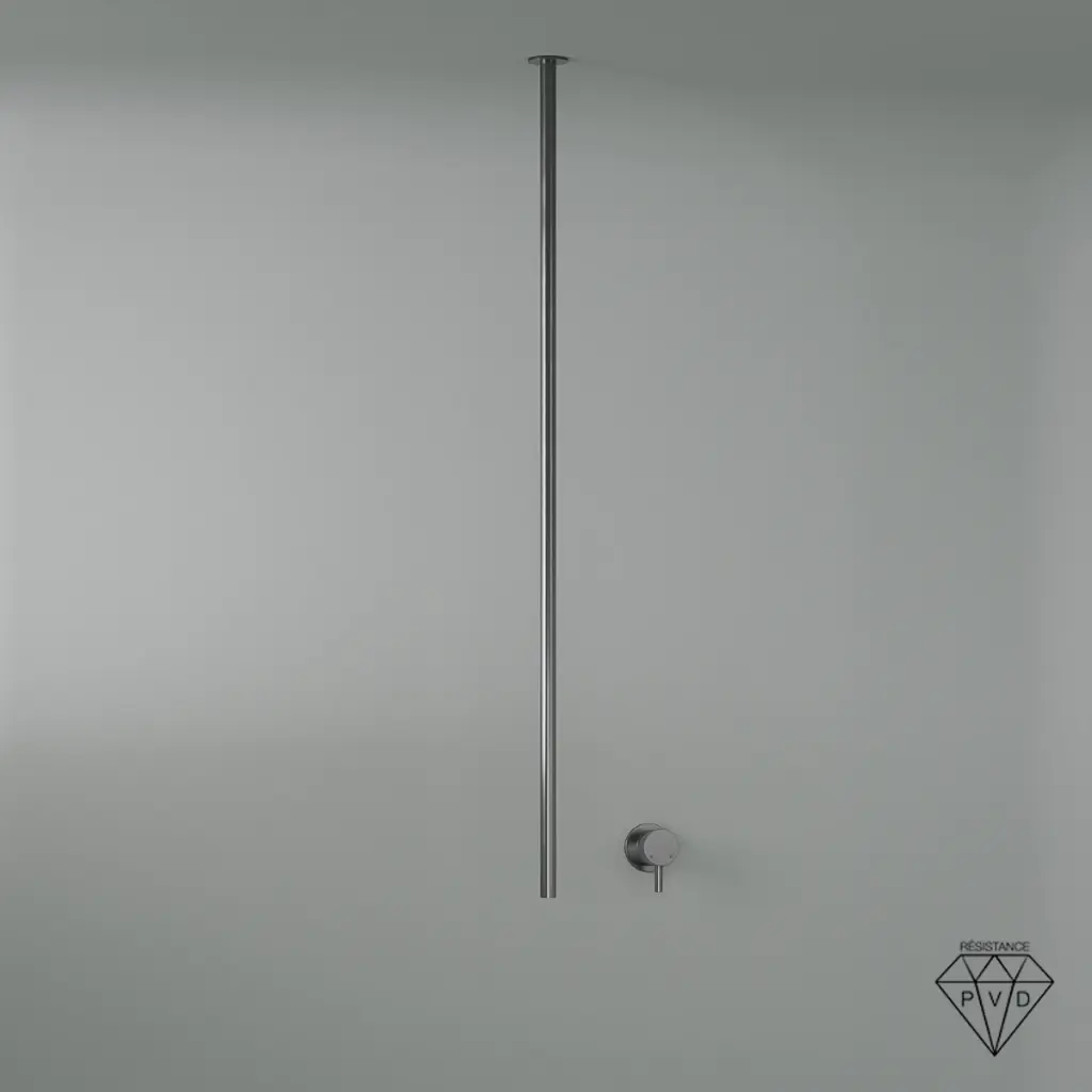Mitigeur lavabo plafond, gun métal brossé, Châtelet