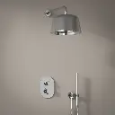 Composition mitigeur de douche encastrée avec pomme cloche inox poli, Châtelet