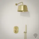 Composition mitigeur de douche encastrée avec pomme cloche doré brossé, Châtelet