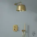 Composition mitigeur de douche encastrée avec pomme cloche doré brossé, Châtelet