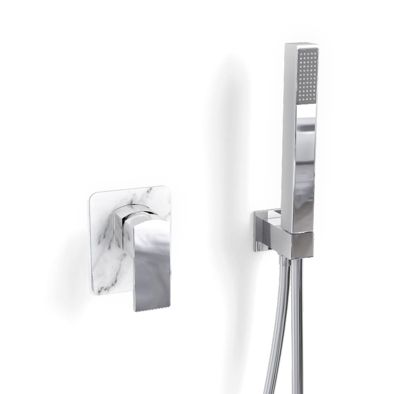 Ensemble mitigeur et set de douche, Marbre Blanc, Infinity Elements