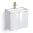Meuble-vasque 60 x 35 cm, faible profondeur, Blanc, Eze + robinetterie Châtelet