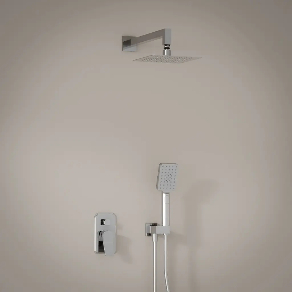 Composition mitigeur de douche encastré chromé, Hix