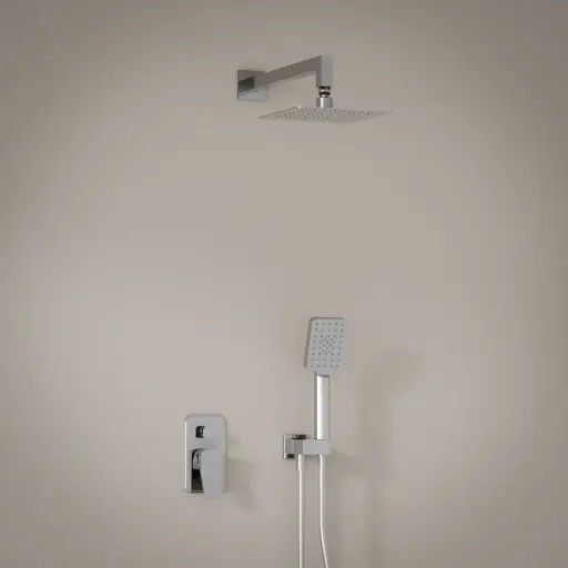 Composition mitigeur de douche encastré chromé, Hix