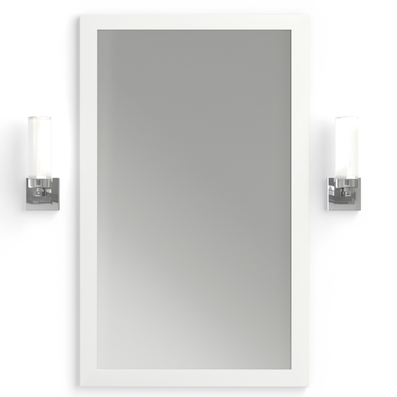 Pack miroir en composite minérale, Rectangulaire et 2 appliques chromées, Tube