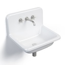 Lavabo en fonte 61x51 cm, avec dosseret, blanc, School + robinet mélangeur Cross II inox brossé inclus