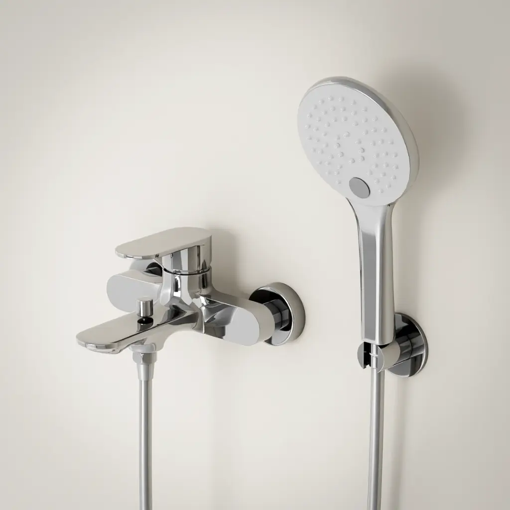 composition Robinet mitigeur bain douche externe chromé, Seine