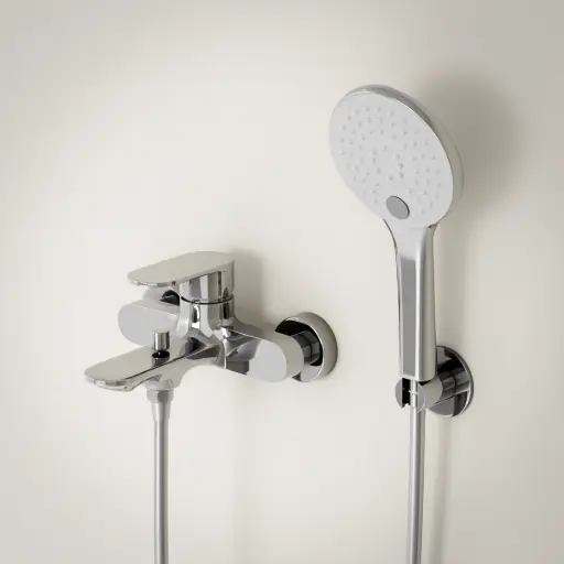 composition Robinet mitigeur bain douche externe chromé, Seine