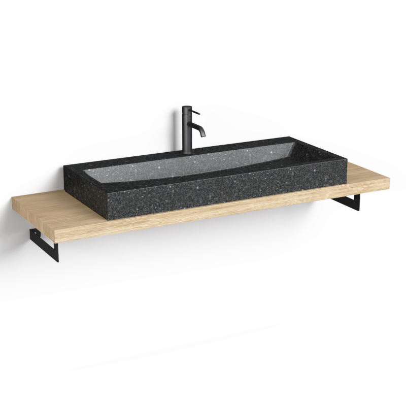 Plan source + Vasque Terrazzo, 140 cm, Black