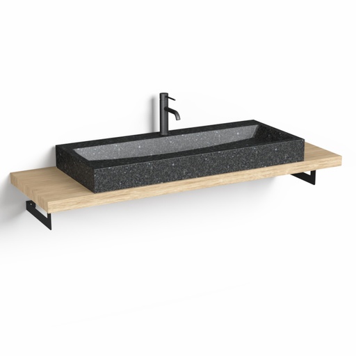 Plan source + Vasque Terrazzo, 140 cm, Black