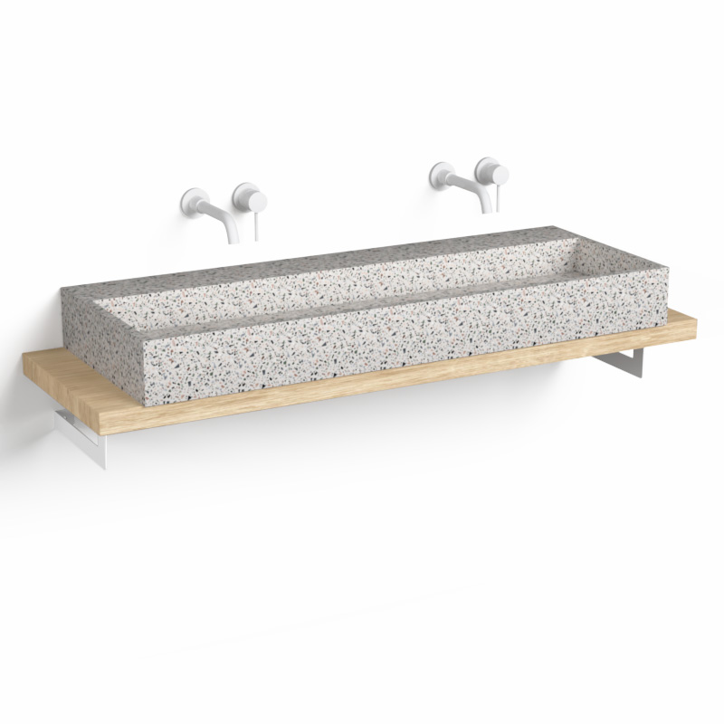 Plan source + Vasque Terrazzo, 140 cm, White