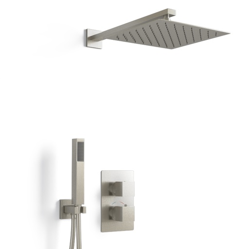 Composition mitigeur de douche thermostatique encastré inox brossé, Tuileries