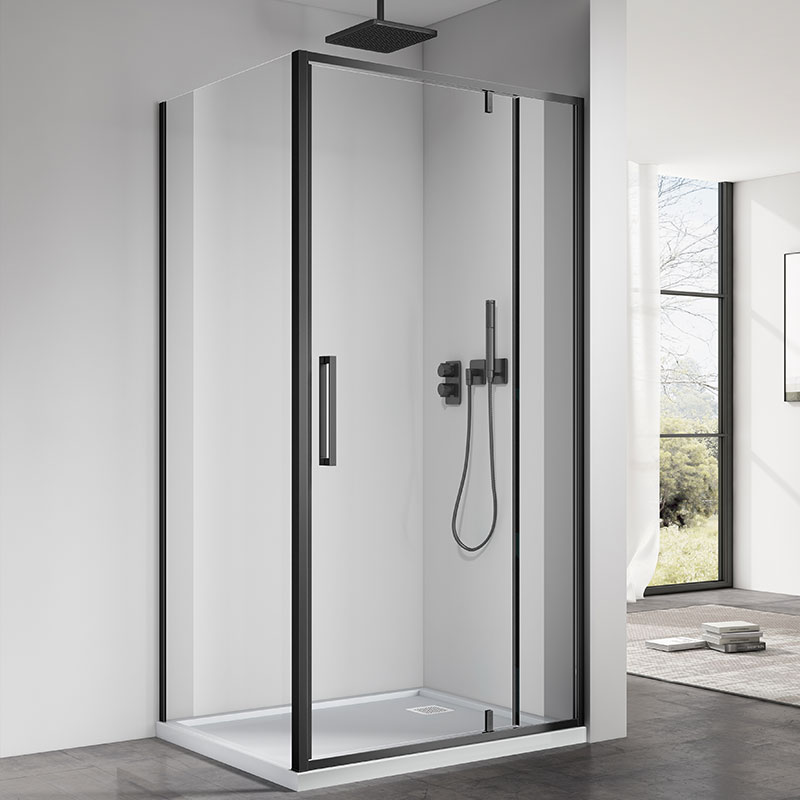 Cabine de douche pivotante 120 x 70, 80, 90 ou 100 cm, noir mat, Arena