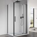 Cabine de douche pivotante 120 ou 140 x 70, 80, 90 ou 100 cm, noir mat, Arena