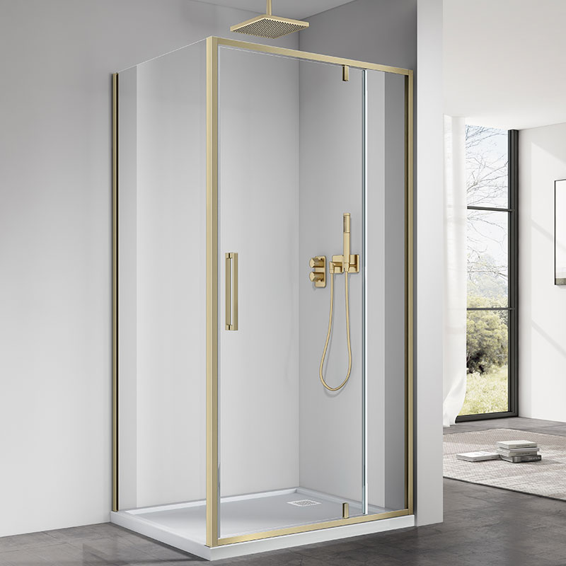Cabine de douche pivotante 120 x 70, 80, 90 ou 100 cm, doré brossé, Arena