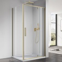 Cabine de douche pivotante 120 ou 140 x 70, 80, 90 ou 100 cm, doré brossé, Arena