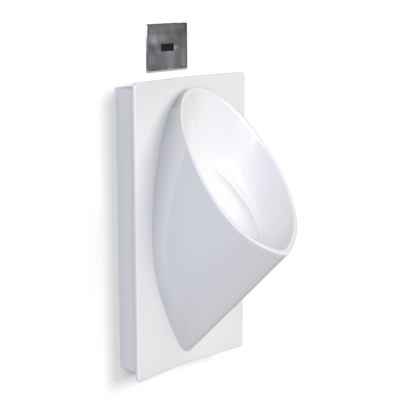 Urinoir mural avec plaque, en céramique, Blanc, avec capteur électronique