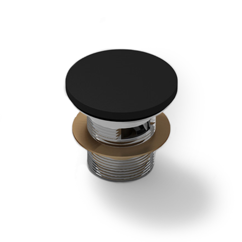 Bonde Clic-Clac pour baignoire avec cache en résine noir mat