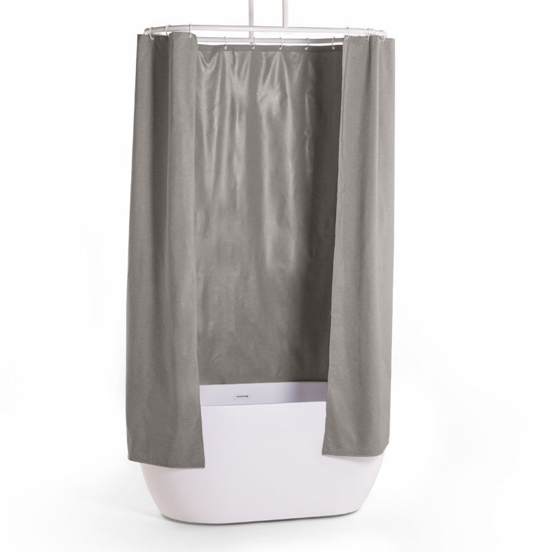 Rideau de douche 150, 200 ou 300 x 200 cm, lin Taupe, Lino