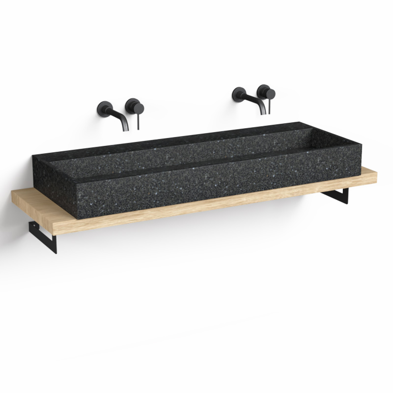 Plan source + Vasque Terrazzo, 140 cm, Black