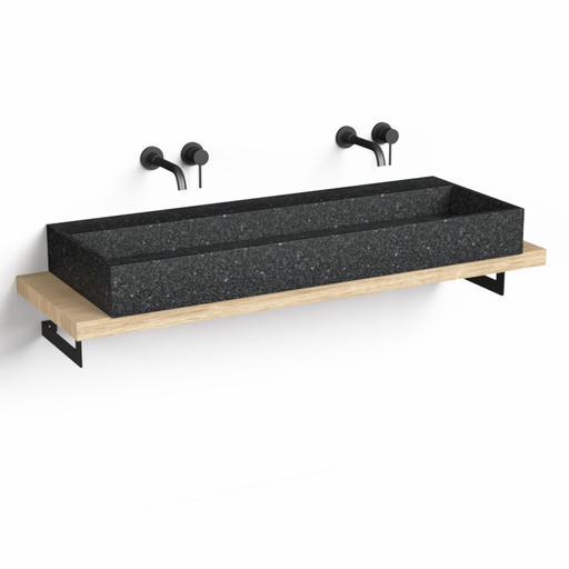 Plan source + Vasque Terrazzo, 140 cm, Black