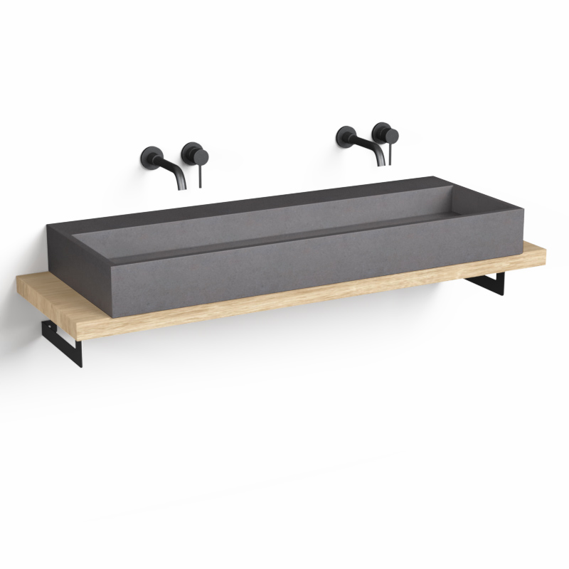 Plan source + Vasque Terrazzo, 140 cm, Gris ciment